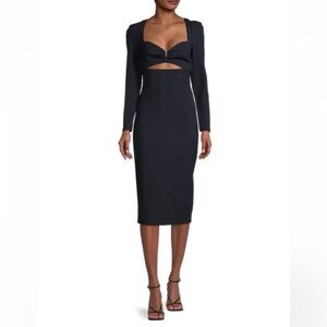NWOT Elliatt Scarlette Cutout Long Sleeve Midi Dress Navy Blue Size S Sweetheart